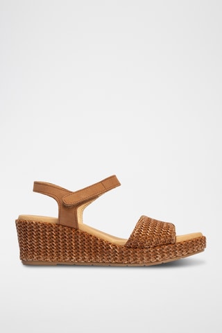 Sandales compensées en nubuck - Marron