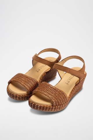 Sandales compensées en nubuck - Marron