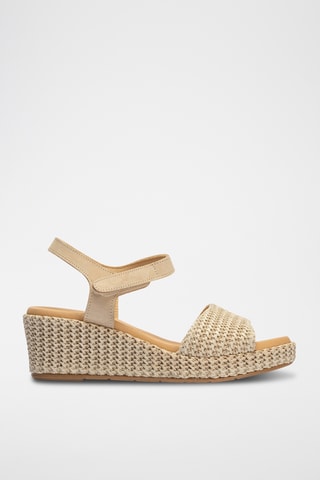 Sandales compensées en nubuck - Beige et écru 