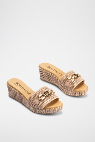 Mules compensées - Nude