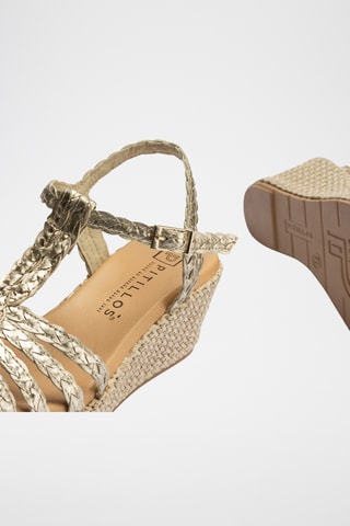 Sandales compensées en cuir - Doré