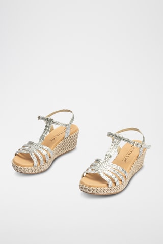 Sandales compensées en cuir - Argenté