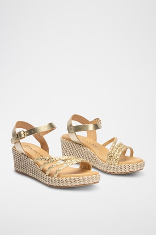 Sandales compensées en cuir - Doré