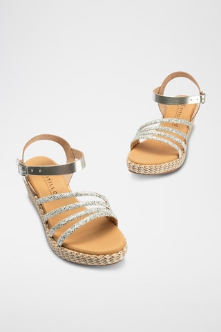 Sandales compensées en cuir - Argenté