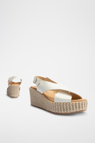 Sandales compensées en cuir - Blanc