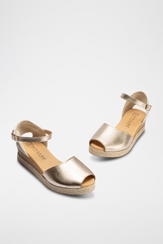 Sandales compensées en cuir nappa - Doré