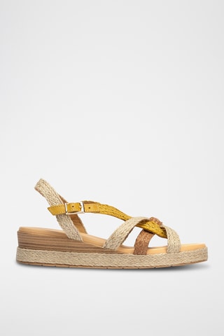 Sandali con zeppa - Senape 