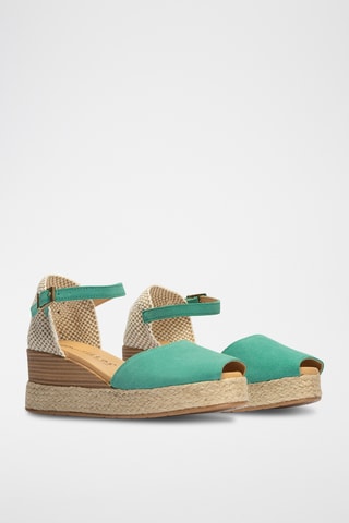 Espadrilles compensées en nubuck - Turquoise 