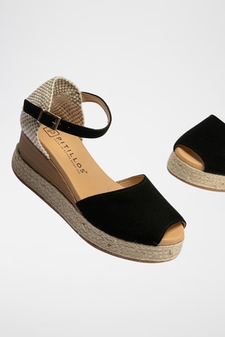 Espadrilles compensées en nubuck - Noir 