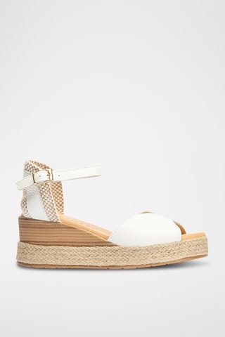 Sandales compensées en cuir - Blanc