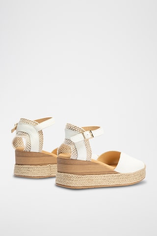 Sandales compensées en cuir - Blanc