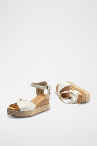 Sandales compensées en cuir - Blanc