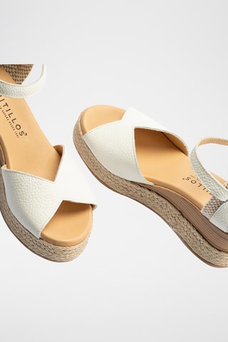 Sandales compensées en cuir - Blanc