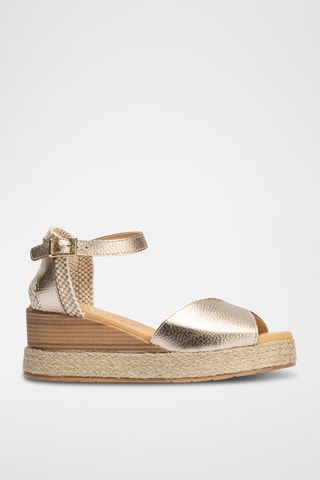 Sandales compensées en cuir - Doré