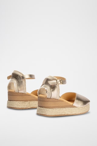 Sandales compensées en cuir - Doré