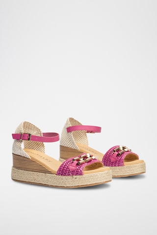 Sandali con zeppa - Fucsia