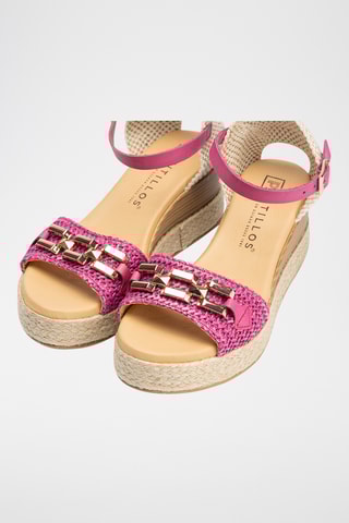 Sandali con zeppa - Fucsia