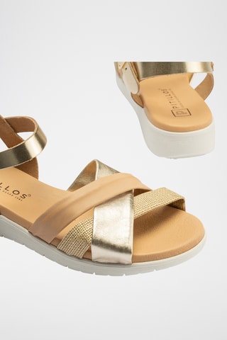 Sandales en cuir et lin - Doré