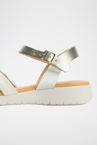 Sandales en cuir et lin - Argenté