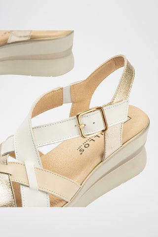 Sandales compensées en cuir nappa - Blanc