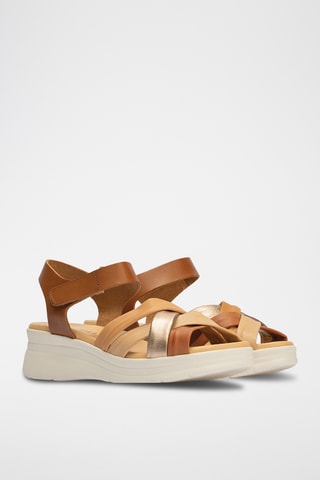 Sandales plateformes en cuir nappa - Beige