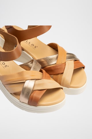 Sandales plateformes en cuir nappa - Beige