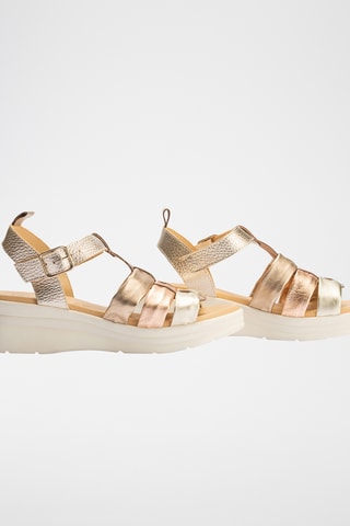 Sandales plateformes en cuir nappa - Doré