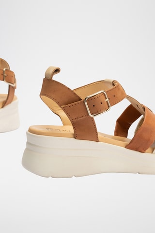 Sandales plateformes en cuir - Beige