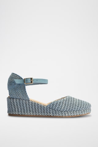 Espadrilles compensées en cuir - Bleu cobalt
