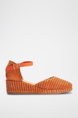 Espadrilles compensées en cuir - Orange