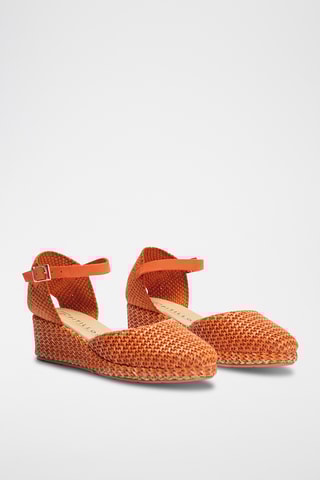 Espadrilles compensées en cuir - Orange