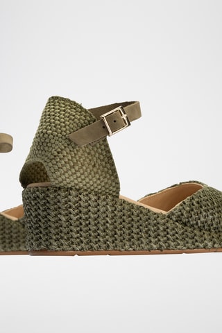 Espadrilles compensées en cuir - Kaki