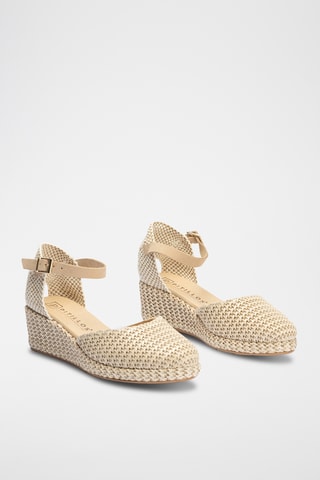 Espadrilles compensées en cuir nappa - Beige