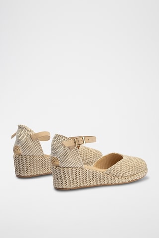 Espadrilles compensées en cuir nappa - Beige