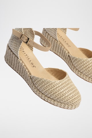 Espadrilles compensées en cuir nappa - Beige