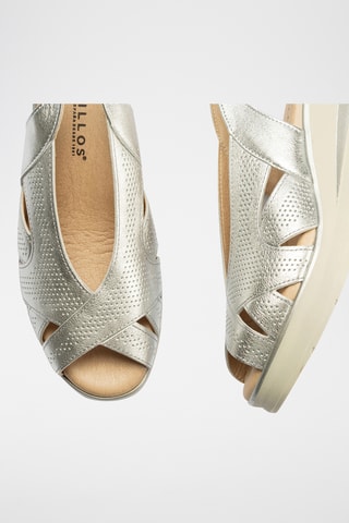 Sandales compensées en cuir - Argenté