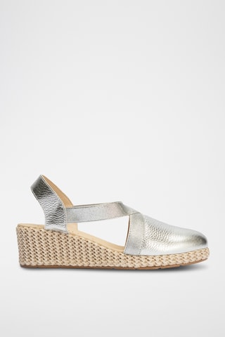 Espadrilles compensées en cuir - Argenté