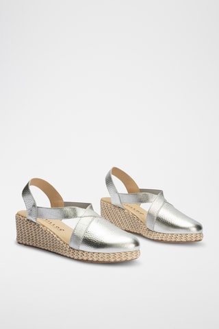 Espadrilles compensées en cuir - Argenté