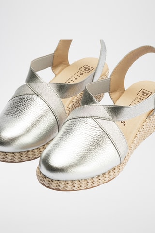 Espadrilles compensées en cuir - Argenté