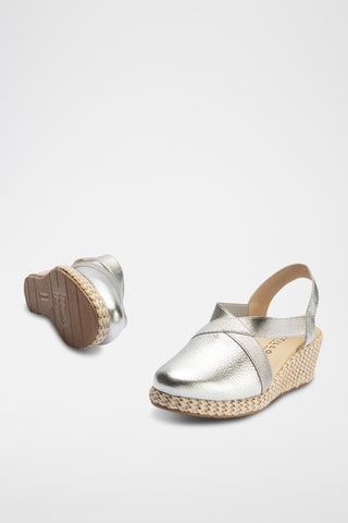 Espadrilles compensées en cuir - Argenté