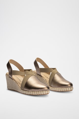 Espadrilles compensées en cuir - Taupe