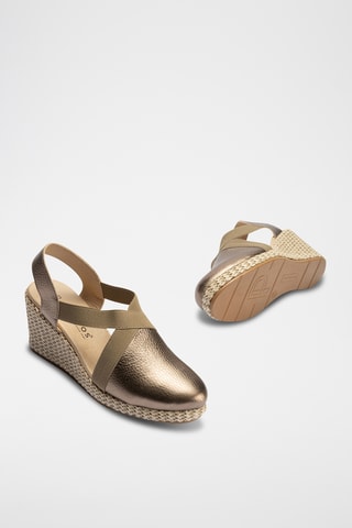 Espadrilles compensées en cuir - Taupe