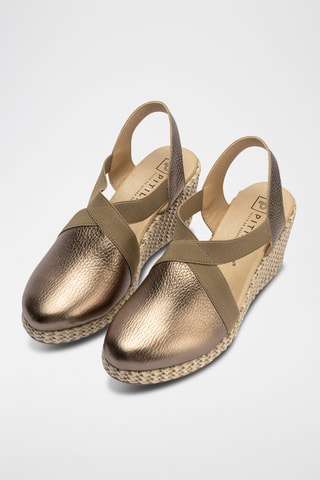 Espadrilles compensées en cuir - Taupe