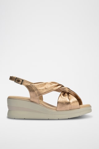 Sandales compensées en cuir - Nude