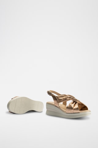 Sandales compensées en cuir - Nude