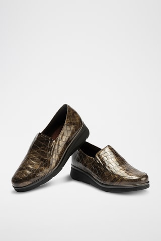 Mocassini in pelle verniciata - Grigio chiaro