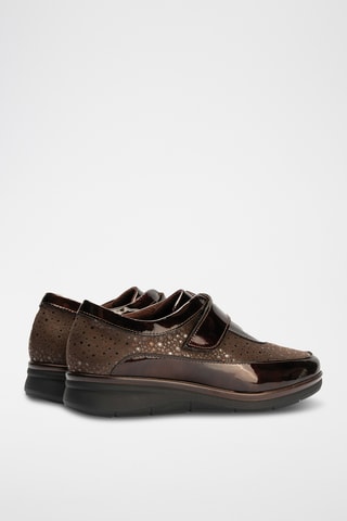 Stringate in pelle verniciata - Marrone