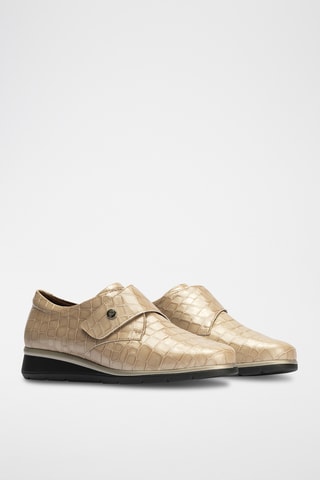 Stringate in pelle verniciata - Beige