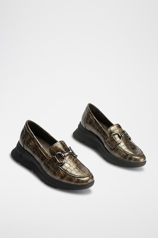 Mocassini in pelle verniciata - Kaki