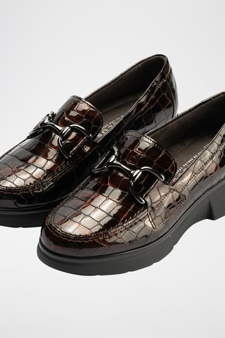Mocassini in pelle verniciata - Marrone